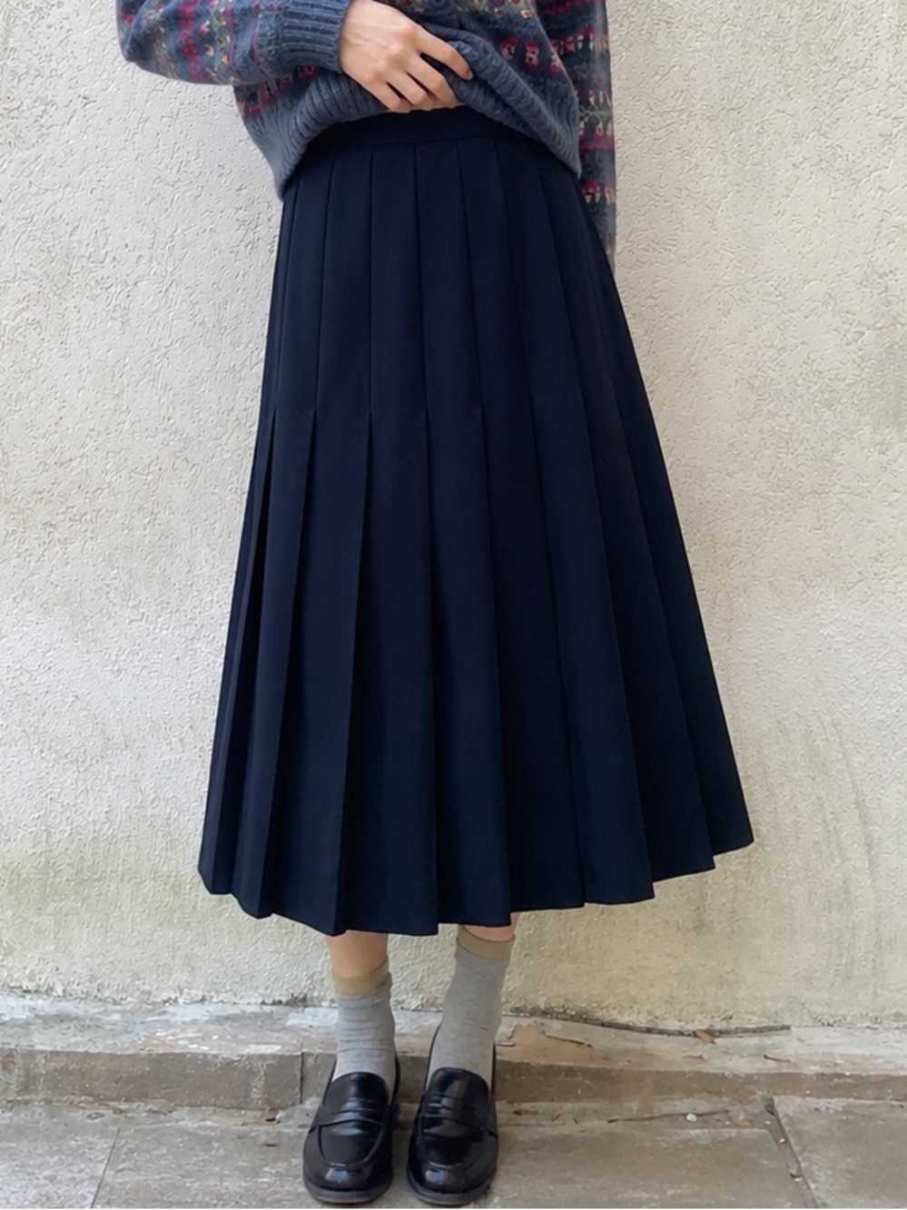 VTG 70s 80s JH Collectibles Petite Wool Pleated Skirt Navy Preppy Academia, 6P